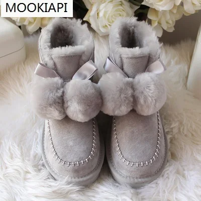 2019 European high-quality snow boots, real sheepskin, 100%natural wool, women's boots, free delivery 4 colors