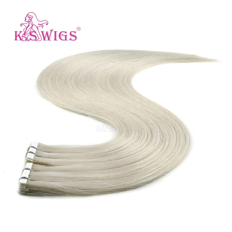 Light Grey K.S парики прямые линии любви бесшовные волосы для наращивания кожи Remy лента в человеческих волос 16 ''20'' 24'' - Цвет: Light Grey