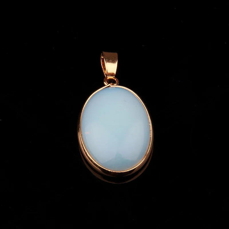 Natural Stone Pendant Oval Shape Pendants Agates/ Tiger Eye Charms for Necklaces Jewelry Making 3.6*1.9*0.7cm - Окраска металла: Egg opal