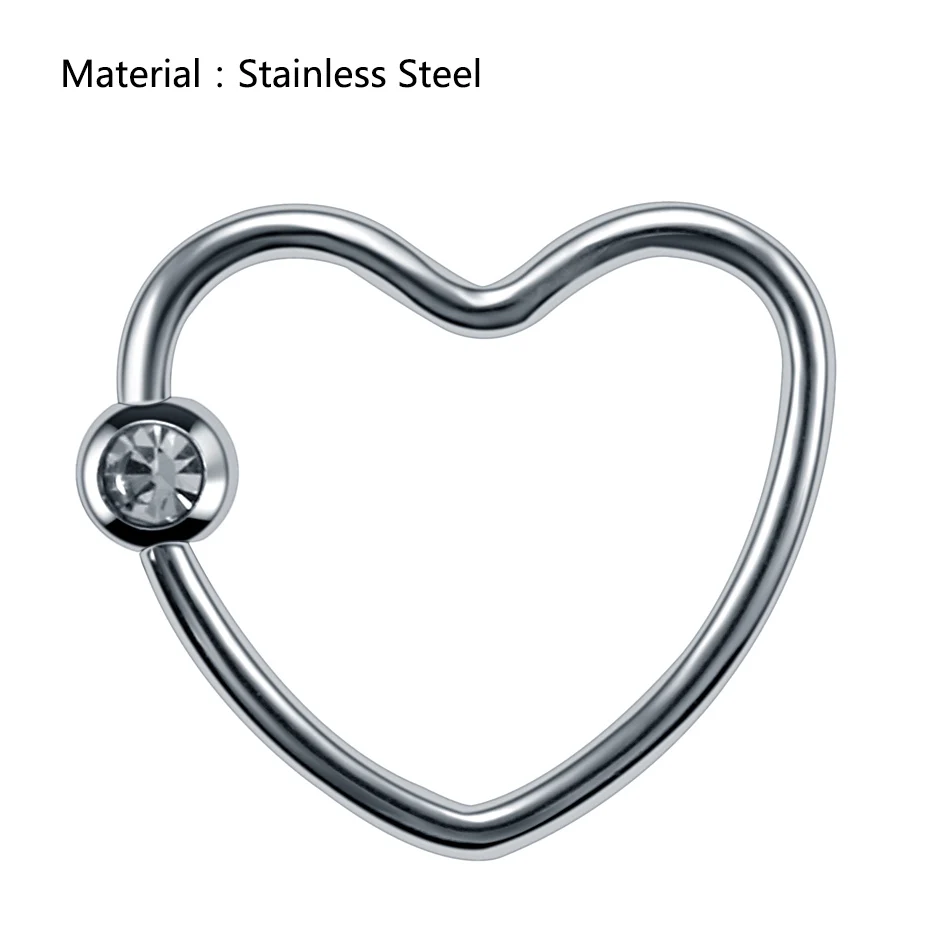 Style 1 1 шт. модные кольца в форме сердца Daith, опал, драгоценный камень, хрящ, трагус, пирсинг носа, кольца-кольца, кольцо Daith, пирсинг, Сексуальные Ювелирные изделия - Окраска металла: Style 1