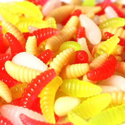 mix color 100 шт./лот мягкие рыболовные приманки Maggots мягкая искусственная приманка червь рыба приманка - Цвет: mix color