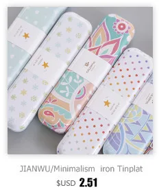 JIANWU/Minimalism iron Tinplate creative stationery box tin pencil box Cartoon pencil case school student gifts