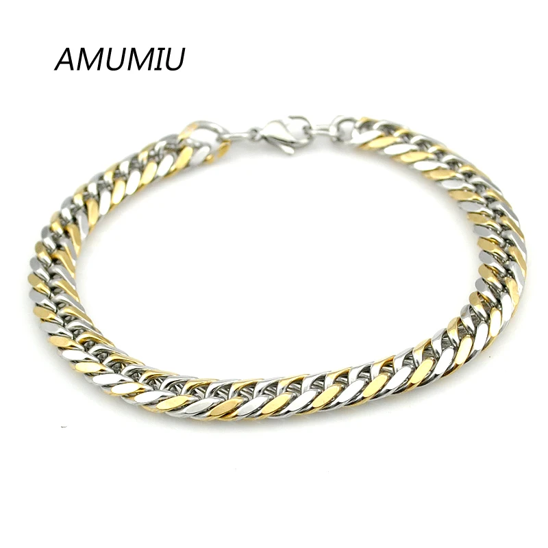 

AMUMIU Stainless Steel Bracelets Chain Link Mens Fashion Jewellery HZB058