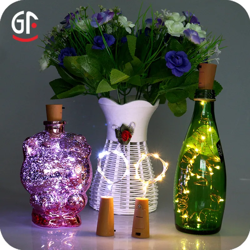 12 шт./упак. 2 м 20 LED бутылки вина из пробки строки Батарея освещение для Рождество