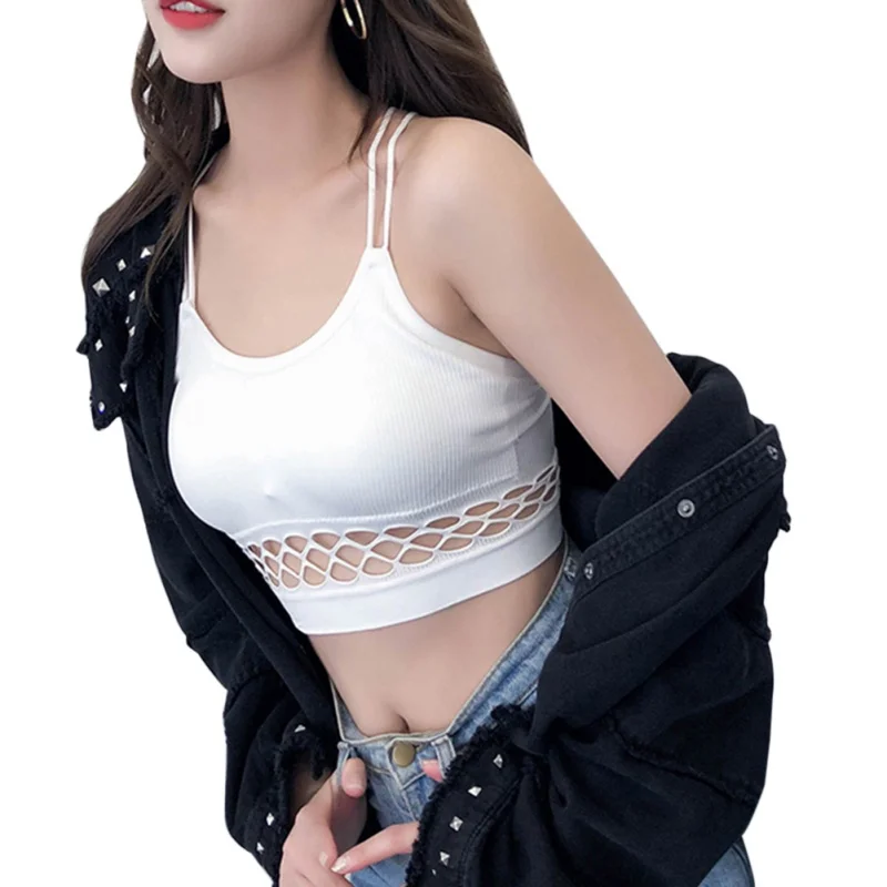 Женский укороченный топ на бретельках с вырезами тонкую талию лето|Топы| |