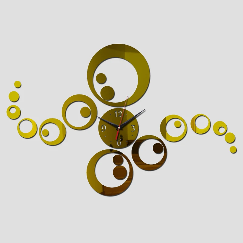 Модные зеркальные акриловые настенные часы в европейском стиле наклейки круглые