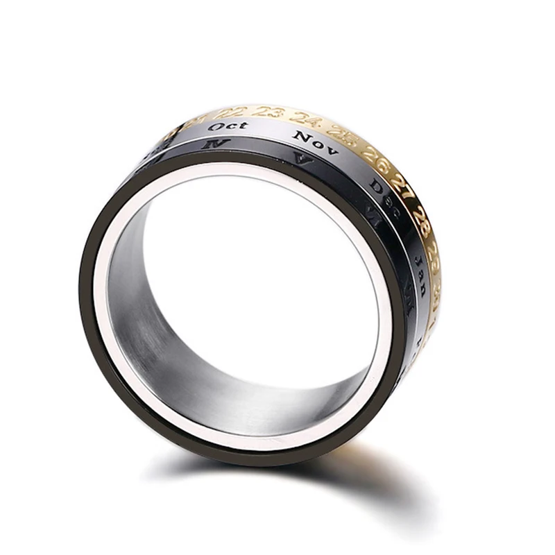 Beichong High Polished Spinner Ring Date Number &amp Roman Numeral Day Design Rotatable Stainless Steel Band For Boy Party Gift | Украшения