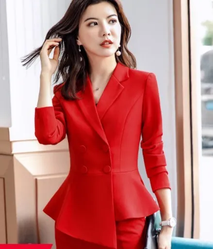 just a blazer Женский двубортный Блейзер и брюки, комплект для офиса, женские облегающие брючные костюмы, официальные рабочие костюмы для женщин, брючный костюм для свадебной вечеринки - Цвет: just a blazer
