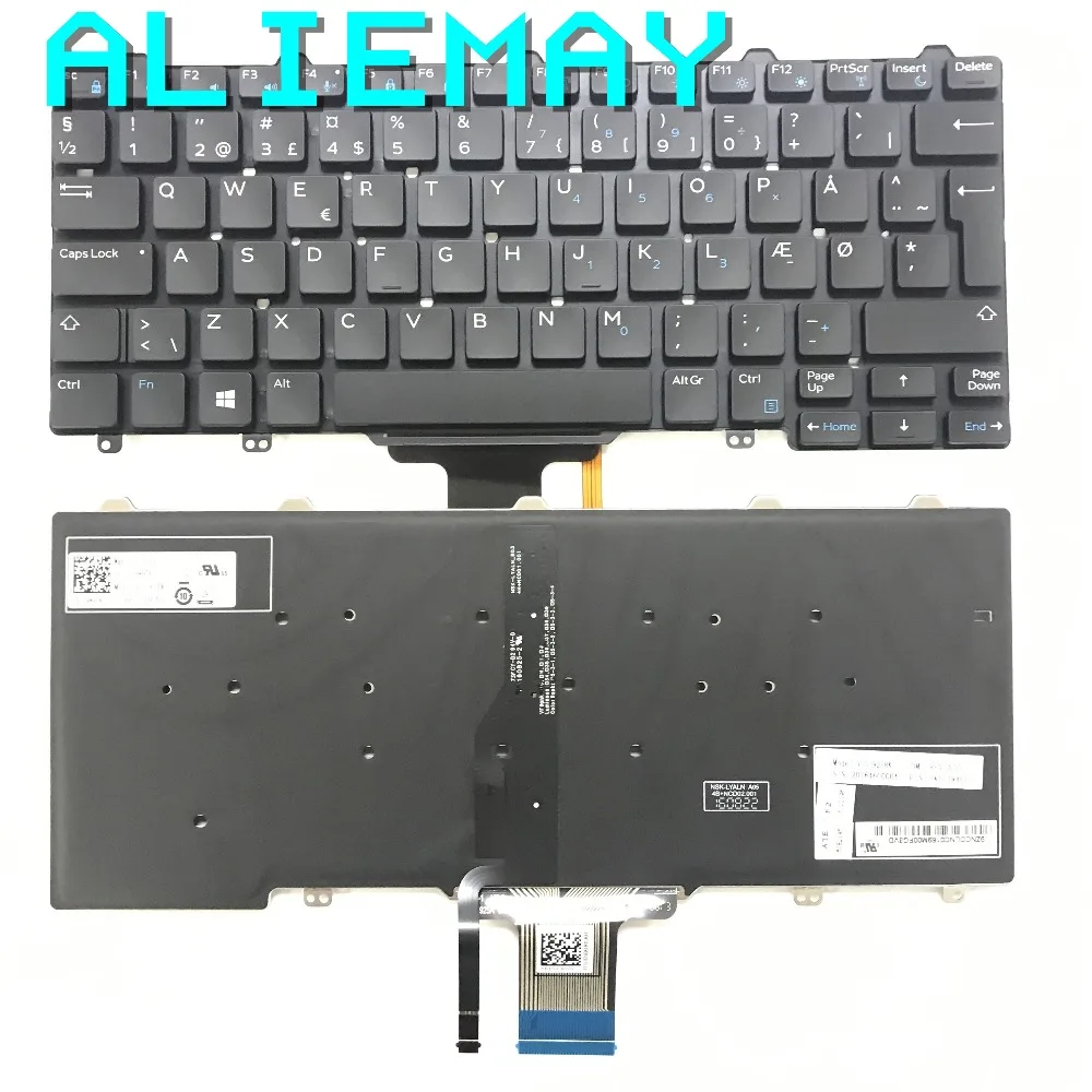 Датская клавиатура с подсветкой для ноутбука DELL laitude12 7250 5250 7270 5270 3160 3165 Клавиатура
