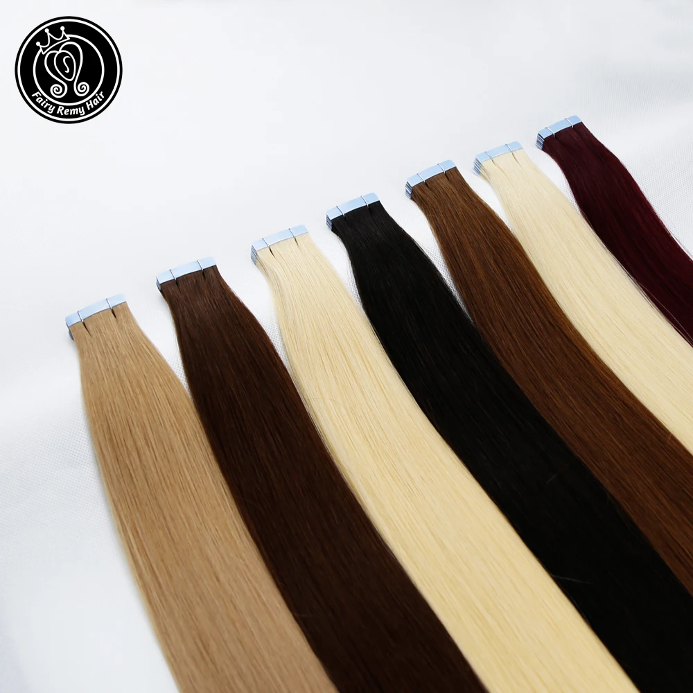 Сказочные волосы remy, 2,0 г/шт., 20 дюймов, натуральные человеческие волосы Remy на ленте для наращивания, бесшовные прямые волосы из искусственной кожи