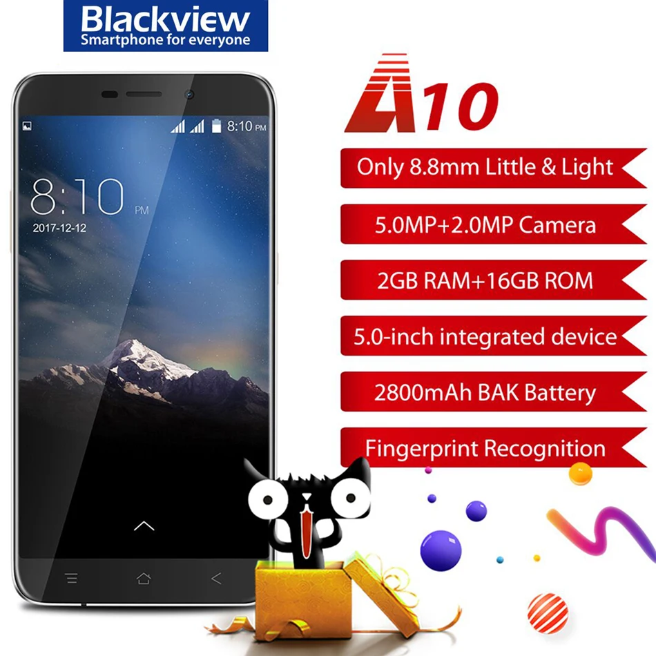 Blackview A10 Unibody смартфон 5 0 дюймов HD 2 Гб Оперативная память 16 Встроенная Android 7 MT6580A 4