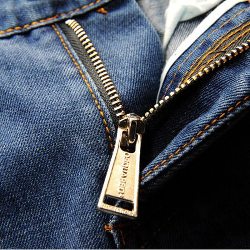 GUIXIANG мужские длинные джинсы для отдыха модные повседневные однотонные рваные