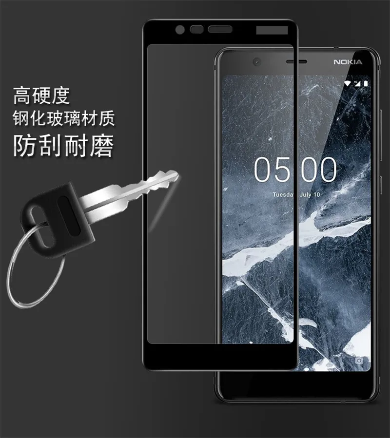 Protector de pantalla para Nokia 5,1, pel&iacute;cula para Nokia 5 2018, vidrio templado para Nokia 5,1, pel&iacute;cula protectora de vidrio de cubierta completa, 2 uds.-1