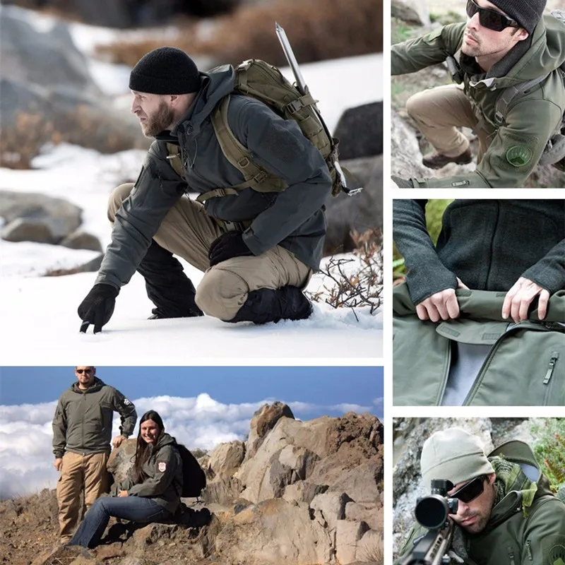 Теплая Военная униформа Мужская тактическая термо дышащая куртка с капюшоном