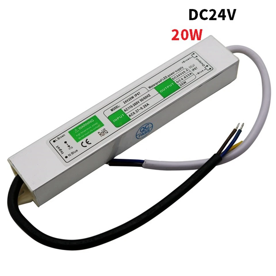 10 W-120 W 24V Питание адаптер AC110V 220V DC/DC 24V IP67 Водонепроницаемый Светодиодный драйвер освещение Трансформатор для светодиодный полосы света