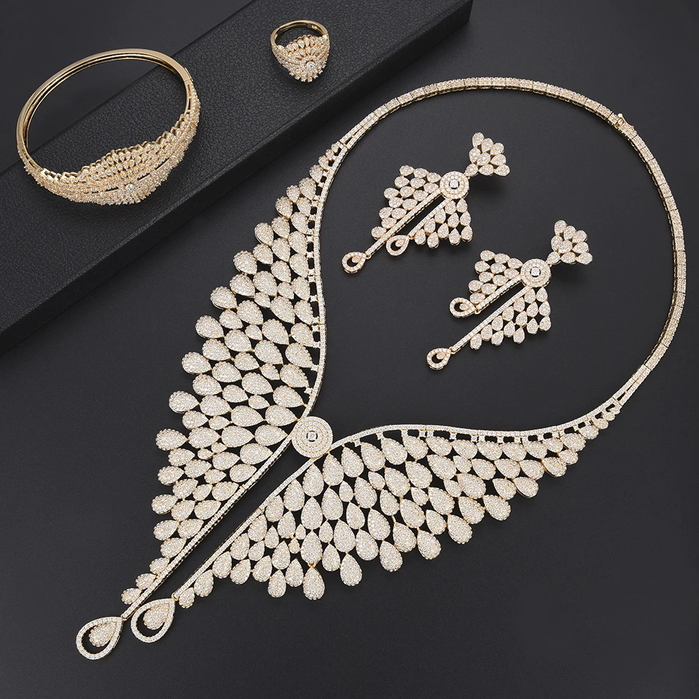 missvikki Design Fashion Collar Trendy Bangle Earrings Necklace Ring Jewelry Set Full Water Drop Shape Luxury Wedding | Украшения и