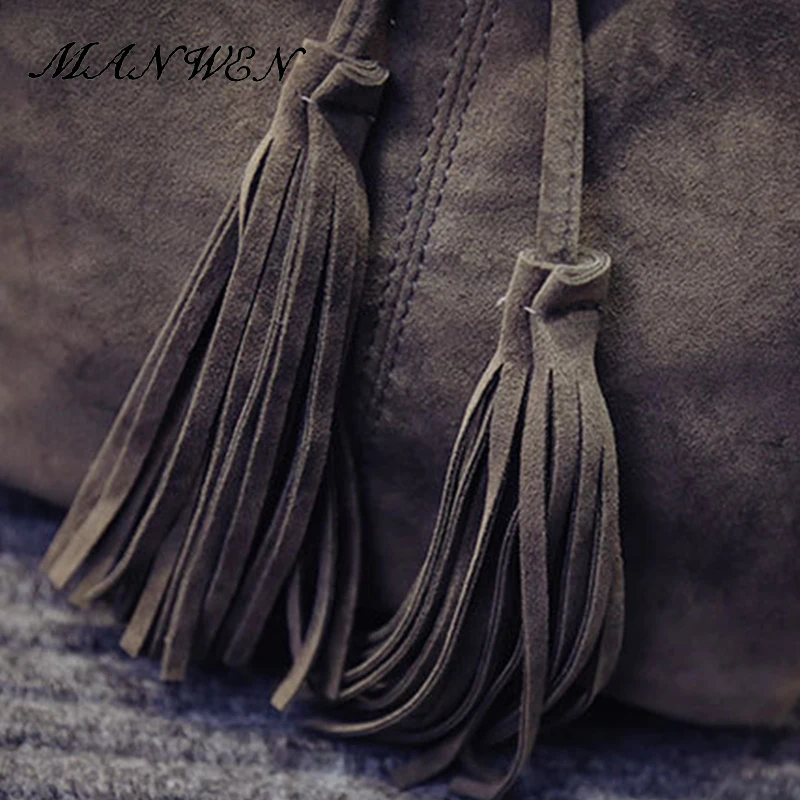 Manwen Мода кисточкой рюкзак Для женщин Сплошной Улица Популярные студент Крышка tpye