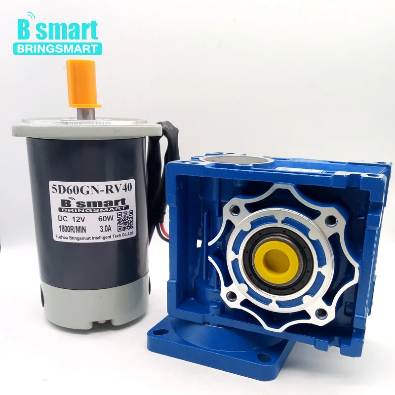 Bringsmart 60 Вт DC червячный мотор редуктор 12 в 24 18 240 об/мин Реверсивный двигатель с