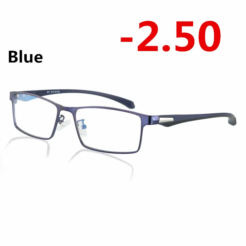 blue -2.50 Полная оправа солнцезащитные фотохромные очки для близорукости оптические мужские Студенческие очки для близорукости очки по рецепту оправа-1,0-4,0 - Цвет оправы: blue -2.50