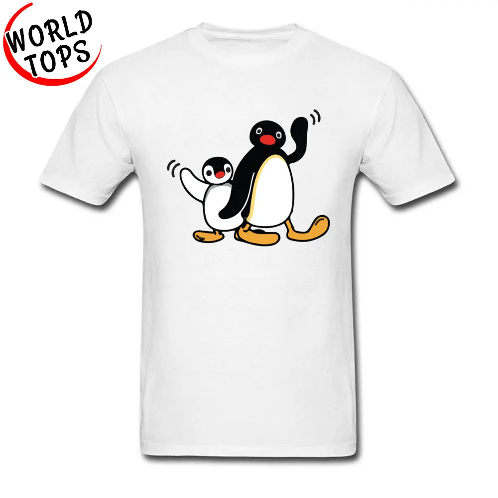 Pingu Pinga Пингвины Мультфильм Графический футболки хлопок мужская домашняя кофта с круглым горлом Топы футболка мальчик мужские повседневные футболки Забавные топы футболки - Цвет: White