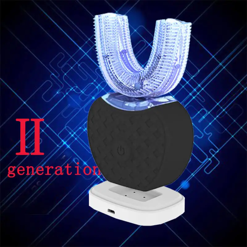 Black 2 generation Ультразвуковая Кремниевая электрическая зубная щетка первого поколения, 360 градусов, USB перезаряжаемая Интеллектуальная электрическая зубная щетка TackOre - Цвет: Black 2 generation