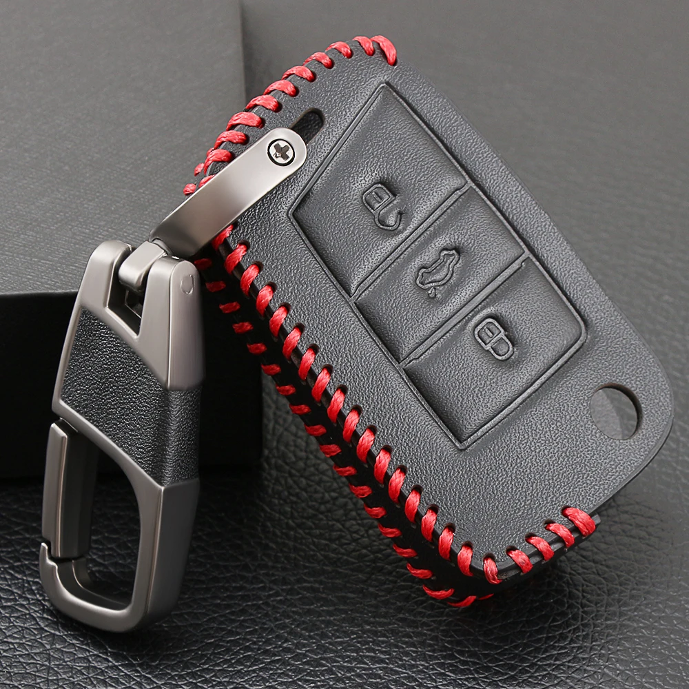 Кожаный чехол для ключей Volkswagen VW Golf 7 GTI R MK7 Tiguan For Skoda Octavia A7 Karoq Seat Leon Ibiza Key