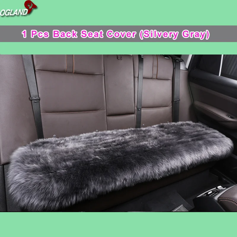 1pcs Back seat gray OGLAND, длинный шерстяной чехол для автокресла, набор, универсальный, для меха, авто, Мобильная Подушка, аксессуары для автомобиля, для автомобиля, Австралийская овчина, 3 шт - Название цвета: 1pcs Back seat gray