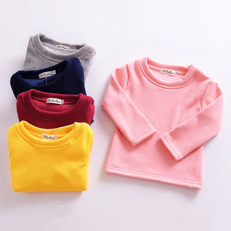 2018 Children Autumn Winter Baby Girls T-Shirt Cotton Long Sleeve Velvet Sweatshirt Casual Pullover Kids Boys Girls Clothing 2017 winter teenage t shirts sweater children s owl monsoon girls t shirt baby girls clothing plus velvet warm cold la fred