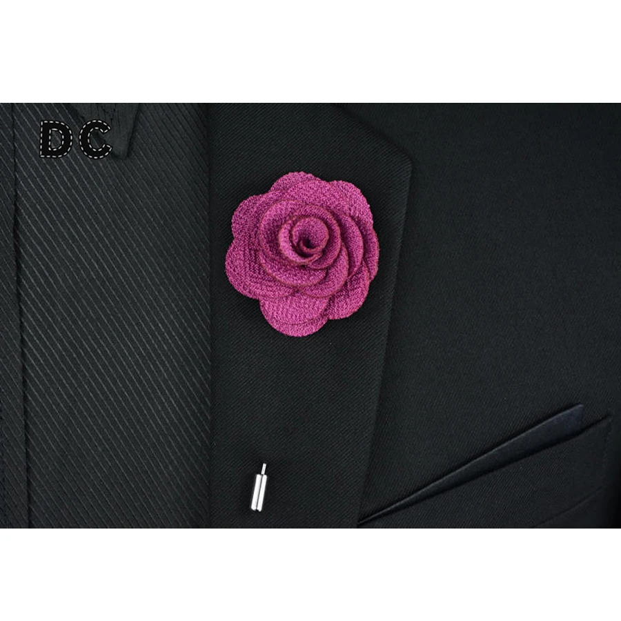 DC 2pcs 2017 Fashion Men Fabric Camellia Flower Brooch Lapel Pins Broche Long Pin Suit Brooches Festival Wedding Party Jewelry | Украшения