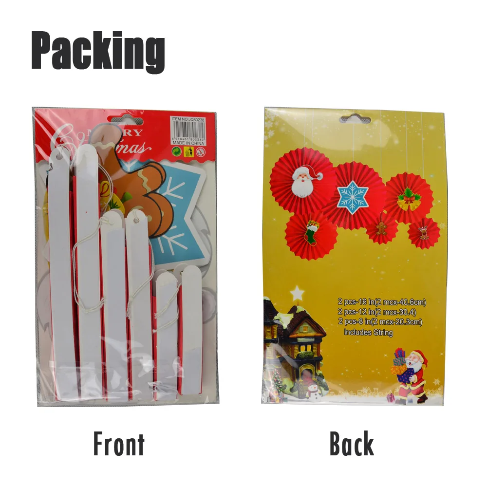 Новое поступление красный набор веселого Рождества толстый бумажный веер с