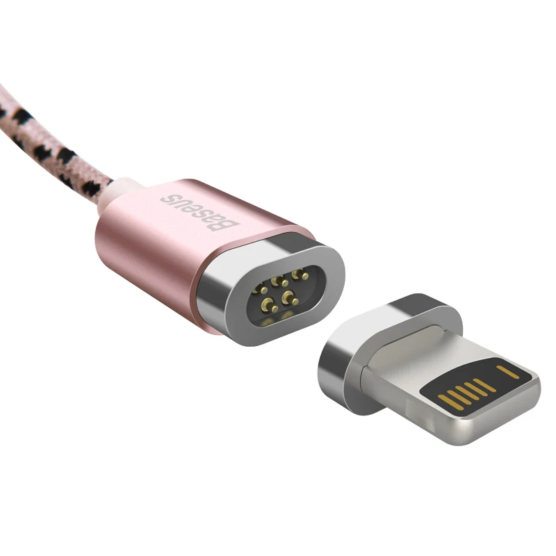 Магнитный usb-кабель для зарядки для iPhone samsung sony xiaomi redmi note 6 5 4x зарядный кабель 1 м 2.4A для apple светильник с разъемом микро usb - Цвет: Lightning Rose gold