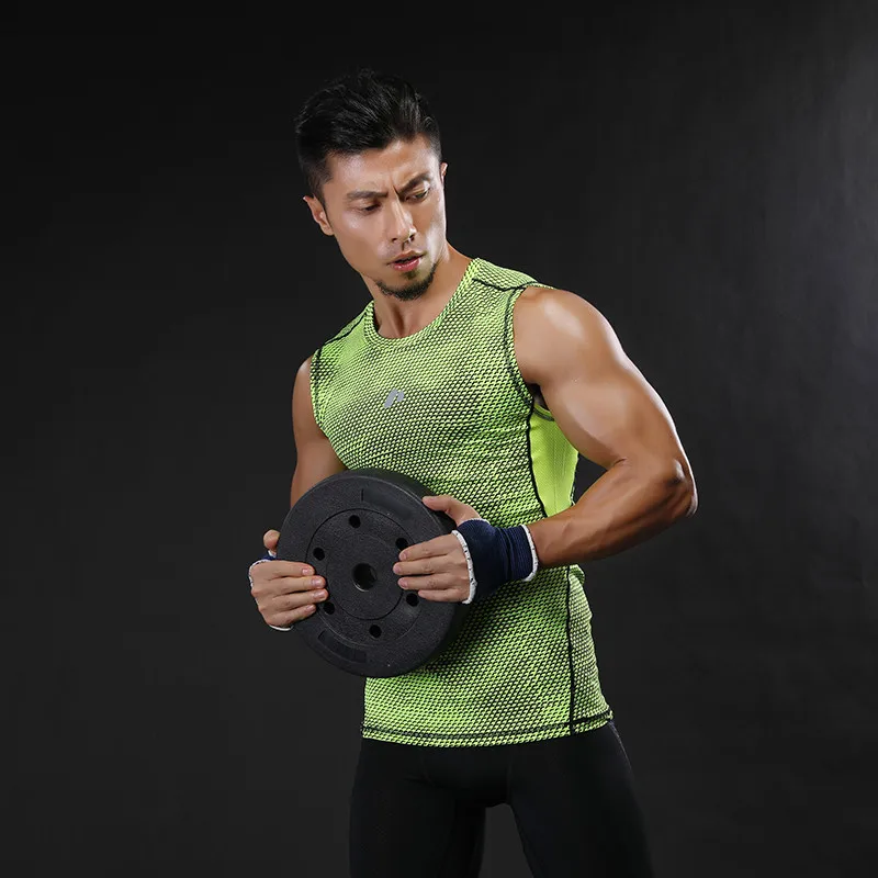 NANSHA Brand Breathable Quick Dry Men's Sporting Vest Clothing Compression Tank Tops Workout Tight-fitting Clothes Sportwear | Мужская