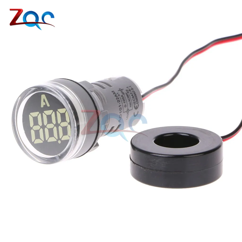 AC220V 0-100A 22 мм цифровой дисплей Амперметр монитор Индикатор тока сигнальный светильник тестер измерительный Амперметр 220 В