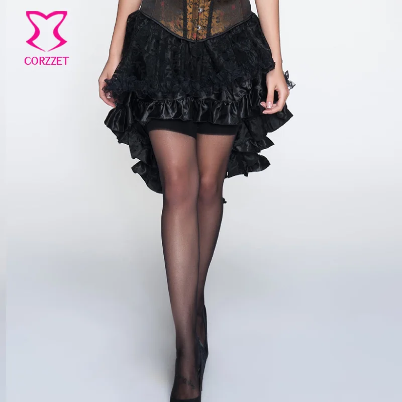 Женская юбка с оборками черная Пышная из тюля цветочным принтом и атласной