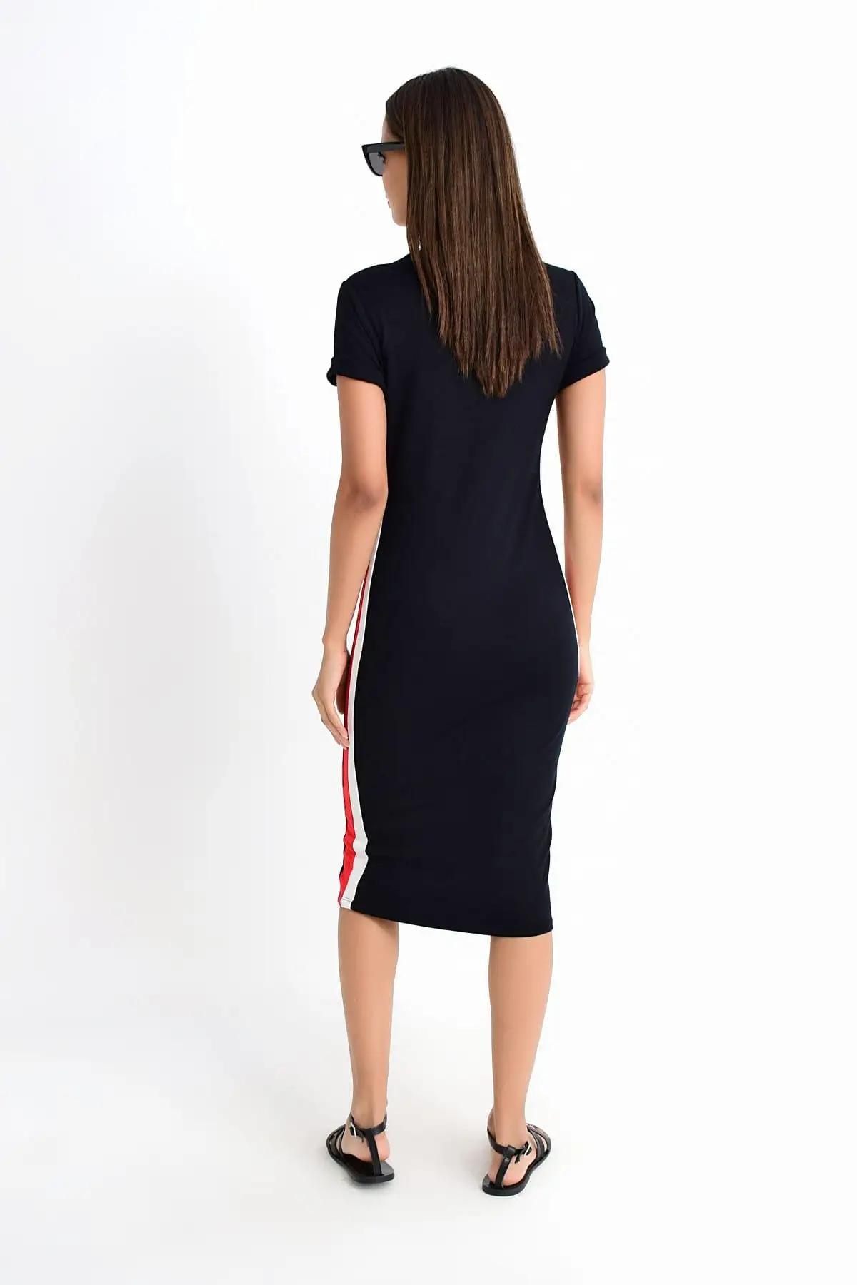 Cool &amp sexy Women Black Yanı Stripe Combed Cotton Dress Fİ106 | Женская одежда