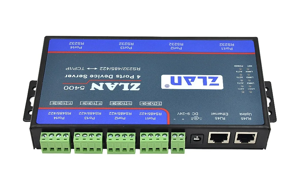

DHCP DNS 4 port RS232 RS485 RS422 to TCP/IP Ethernet RJ45 Converter industrial serial device server Switch ZLAN5400