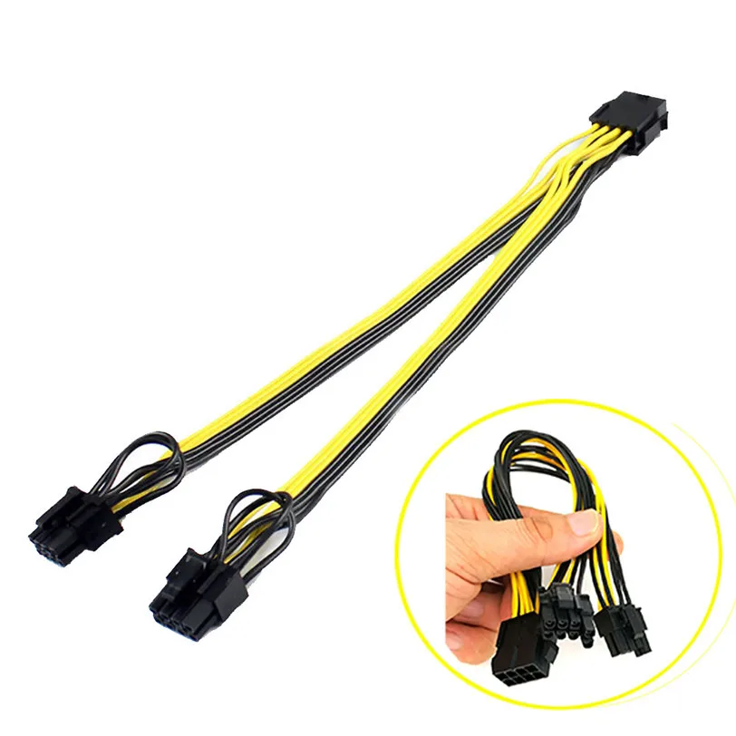 25 см PCI-e 8-контактный двойной 8pin/PCIe 8pin-2x(6 + 2pin) видеокарта удлинитель кабеля питания