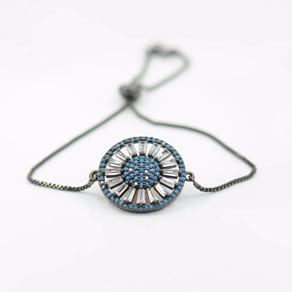 5 шт. цветок браслет Медь Micro Pave CZ циркония круглый браслеты с подвесками модные