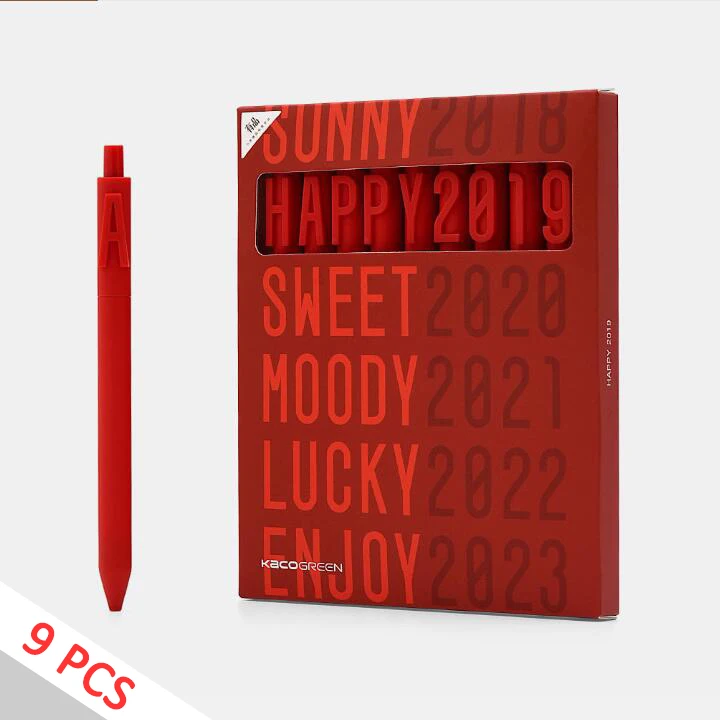 9pcs Pen Xiaomi Youpin KACOGREEN ALPHA Letter Pen теплое сердце ручка Предотвращение настольная прокрутка дизайн(черные чернила - Цвет: 9pcs Pen