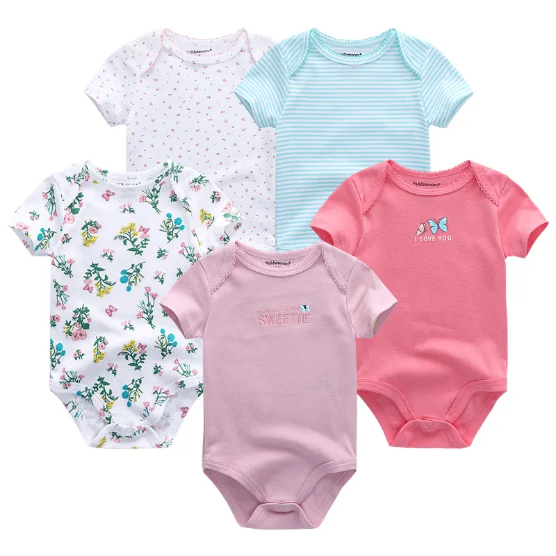 Baby Girl Clothes067 5 шт./лот Единорог для маленьких девочек одежда комбинезоны для малышей для маленьких мальчиков Одежда для мальчиков и девочек; Roupas de bebe; Костюмы Размер 0-12 мес., комплект короткий рукав принт - Цвет: Baby Girl Clothes067