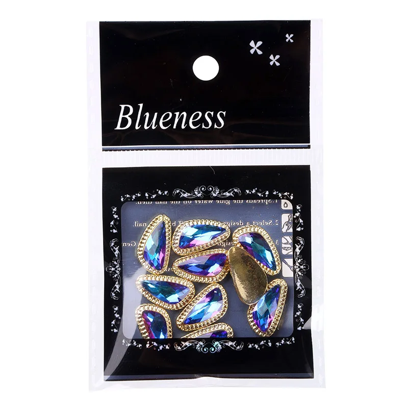 Blueness 10 шт./лот 3D синий зеленый белый кристалл маркиза украшение для ногтей