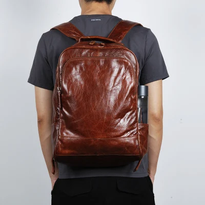Retro Brown AETOO, мужская сумка на плечо, кожаная, простая, повседневная, деловая, рюкзак из воловьей кожи, большая, дорожная, сумка для компьютера - Цвет: Retro Brown