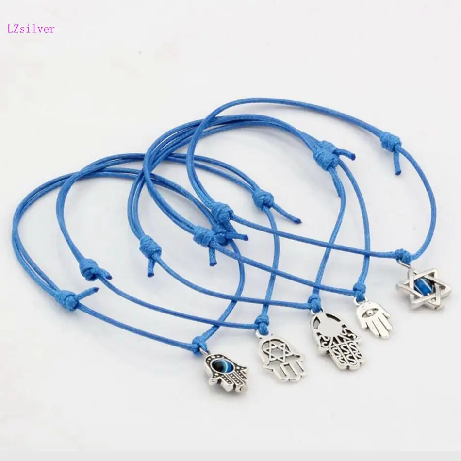 5 шт смешанные цвета Каббала Хамса рука Звезда Подвески со звездой Давида синего