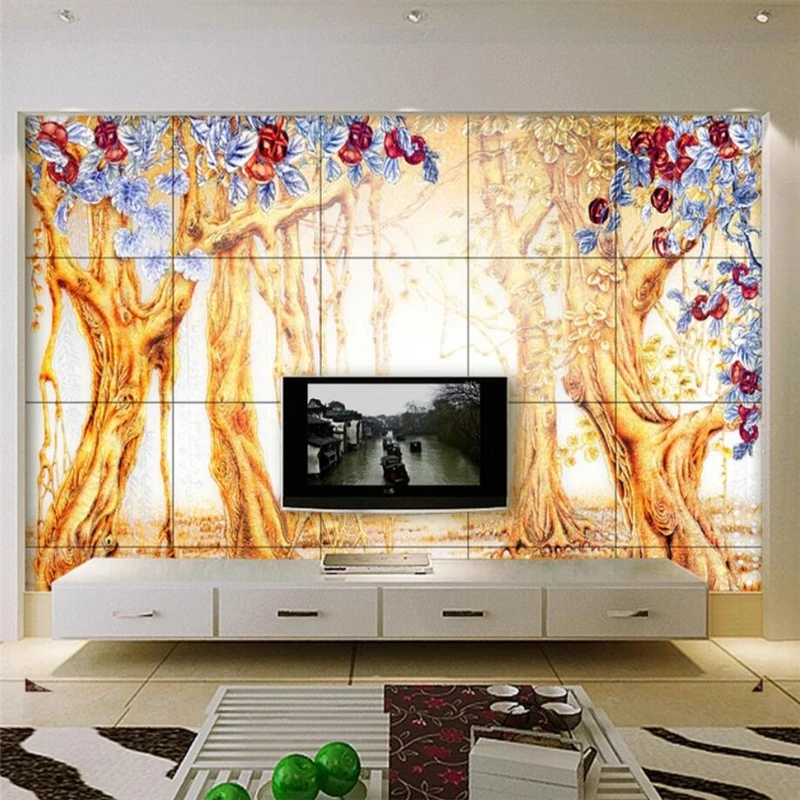 beibehang Wallpaper mural custom living room bedroom HD color carving best money tree background home decoration | Обустройство дома