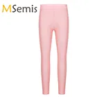 Леггинсы для девочек, эластичные, бесшовные, мягкие, однотонные