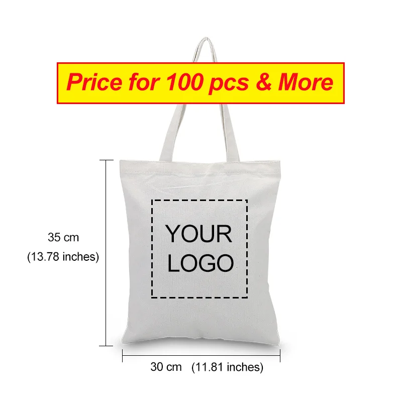 Small 100pcs or more Тканевая сумка на заказ с принтом логотипа, Повседневная сумка, Экологичная многоразовая сумка для покупок, большая емкость - Цвет: Small 100pcs or more