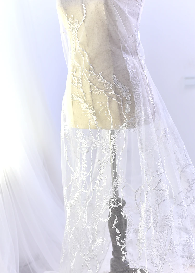 130 см Королевский стиль французская Цветочная кружевная ткань цвета слоновой