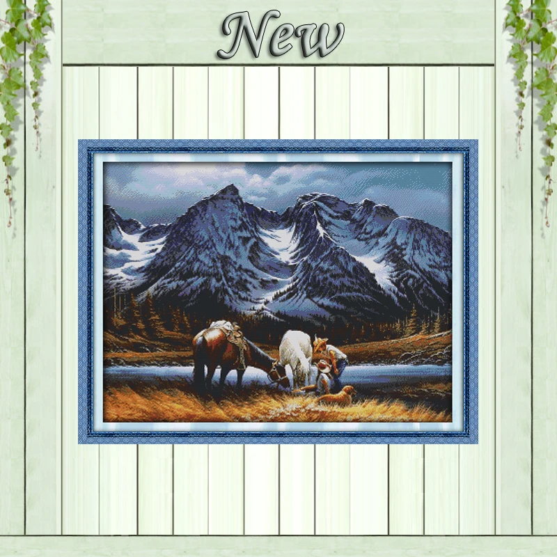 Романсы под снегом горы пейзаж 11CT Счетный Печать на холсте DMC 14CT вышивка