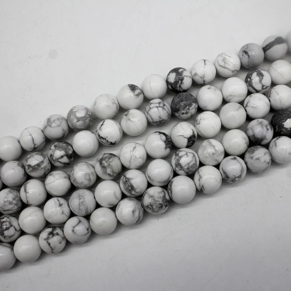 Оптовая продажа натуральных бусин из белого камня Howlite для изготовления