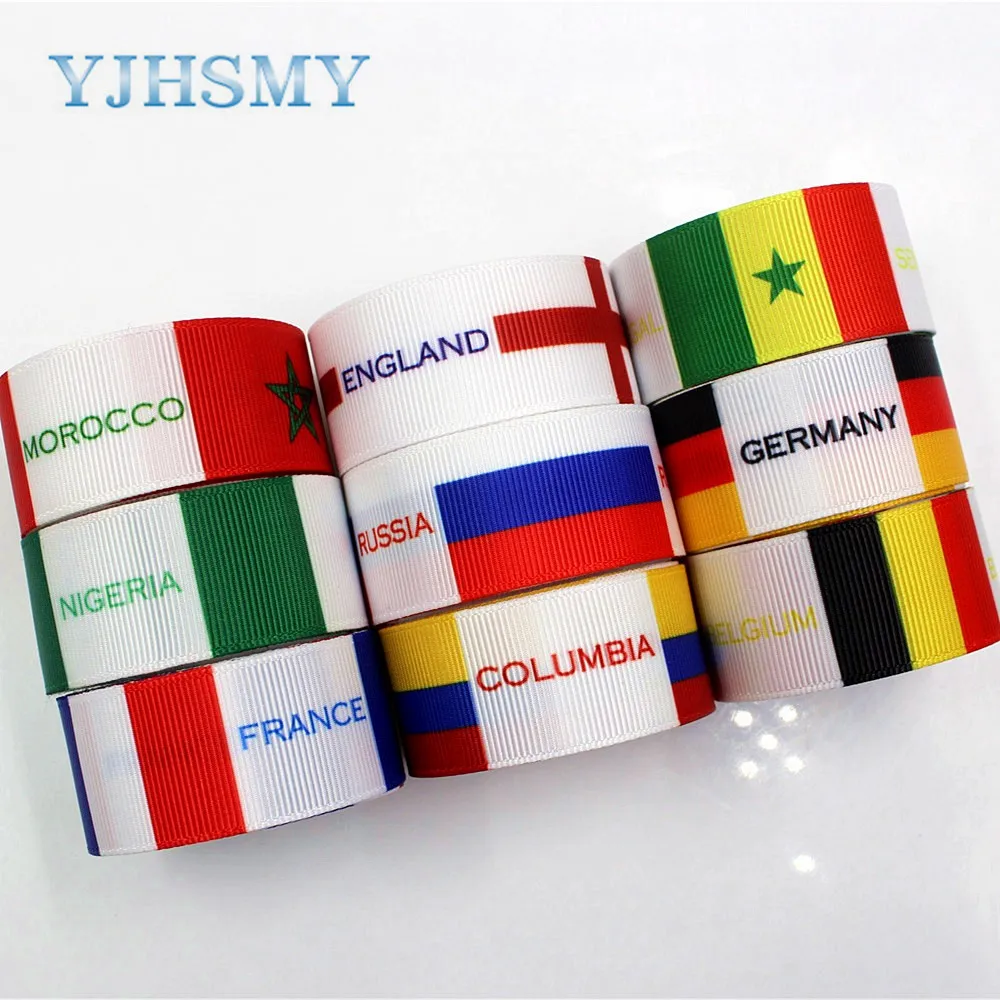 YJHSMY 181111 25 мм 10 ярдов Национальный флаг серии grosgrain ленты термопечать Свадебные